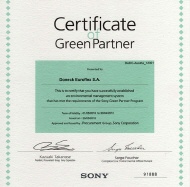 Zertifikat Green Partner von Sony